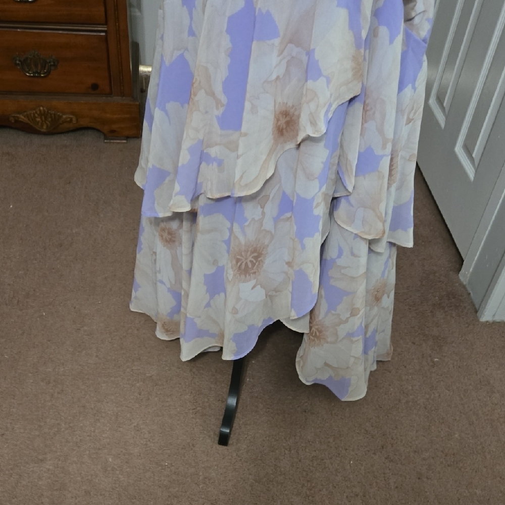 Hutch Asymmetrical Dress in Lavender and Cream - Picture 8 of 8